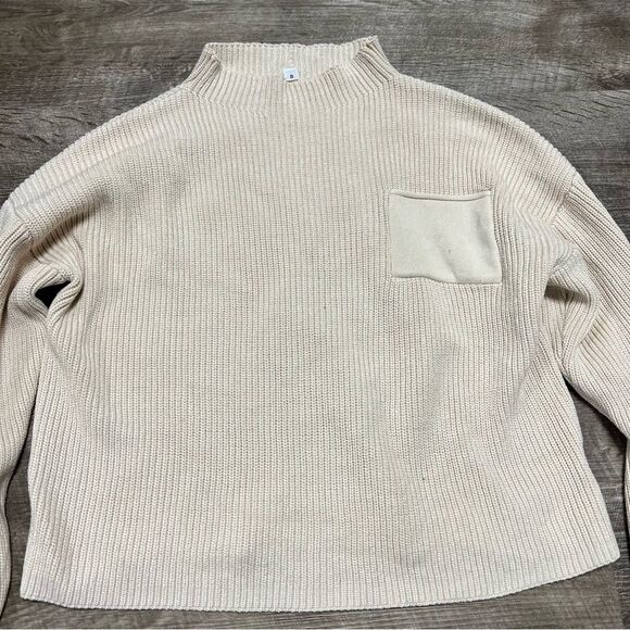 Cream High Neck Long Sleeve Sweater Size Small - Picture 2 of 8